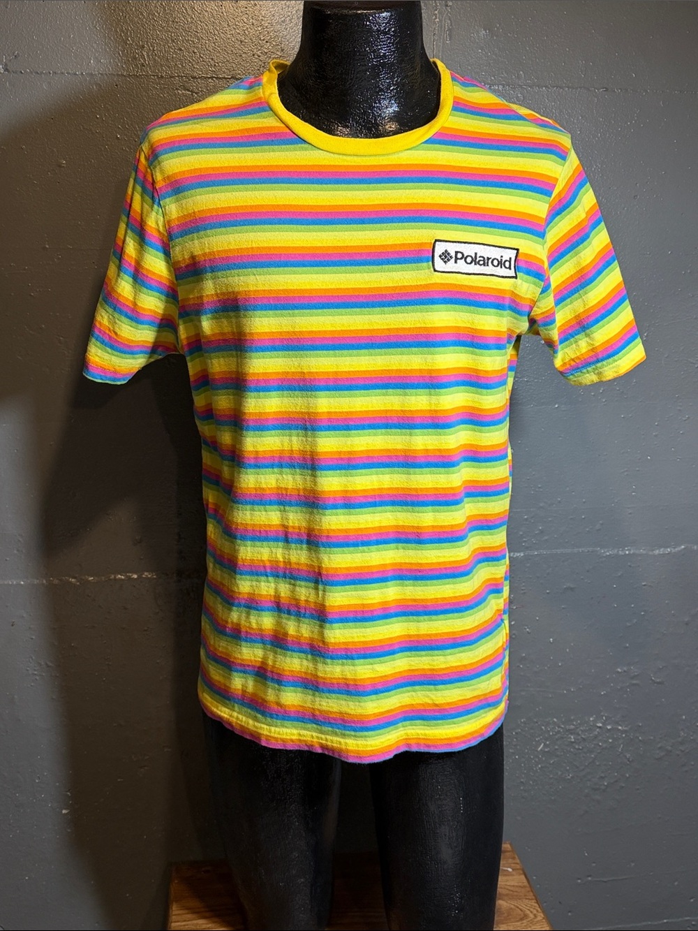 Polaroid Bright Yellow Rainbow Stripe Short-Sleeve Tee